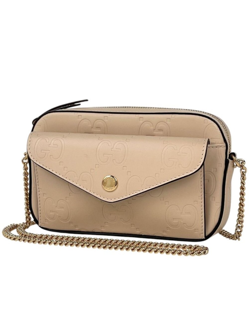 Gucci Shoulder Bag GG Pattern Super Mini Leather Beige